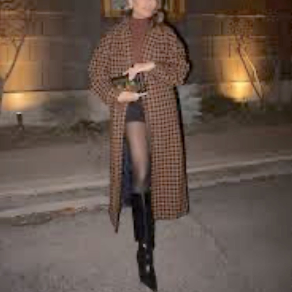 M0851 Wool Blend Tweeted Pleated Bottom Down Long Coat Sizes M - Picture 14 of 15